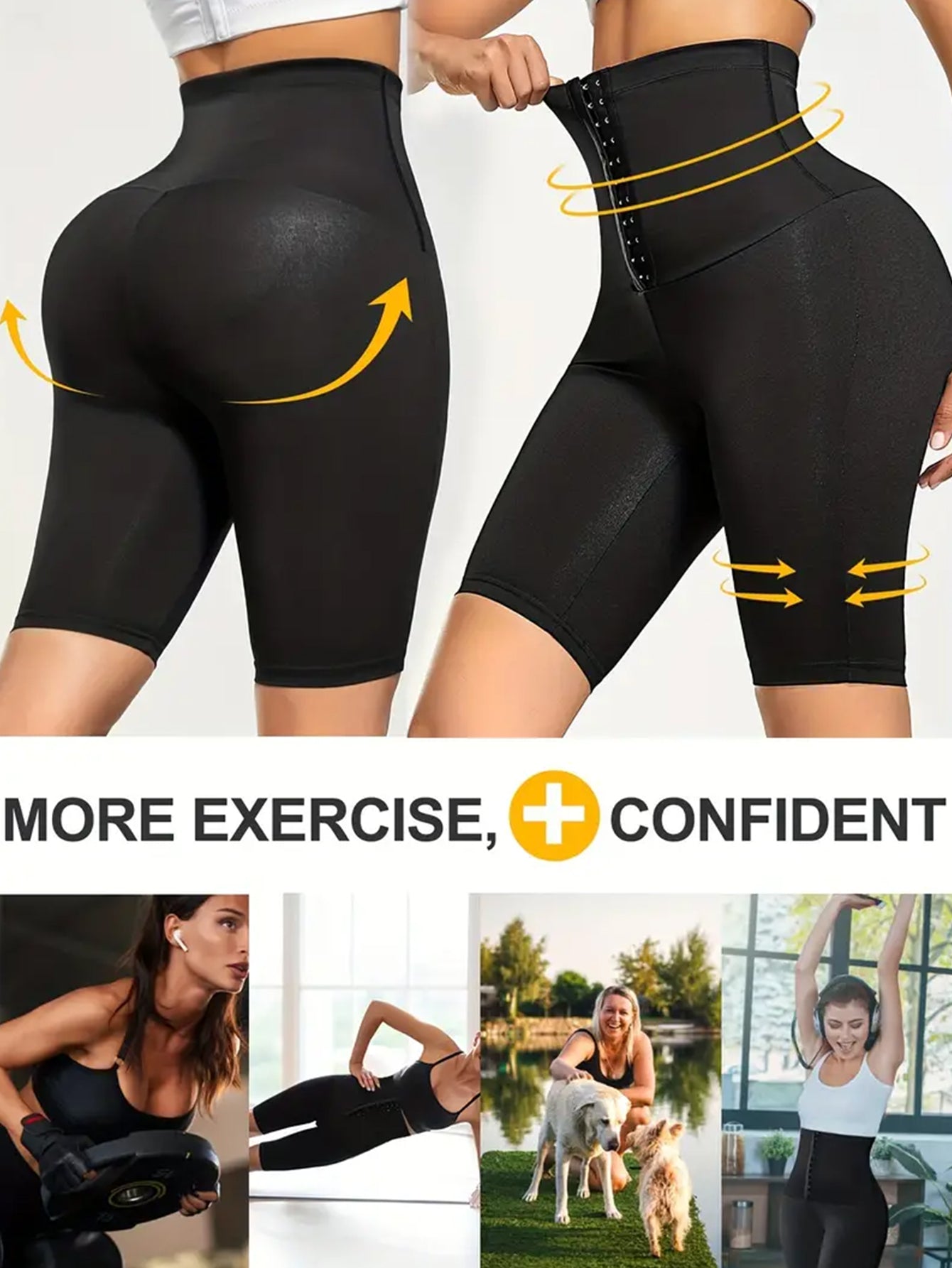 Sauna Sweat Shorts For Women High Waisted Stomach Waist Trainer Slimming Leggings Pants Body Shaper With Hooks