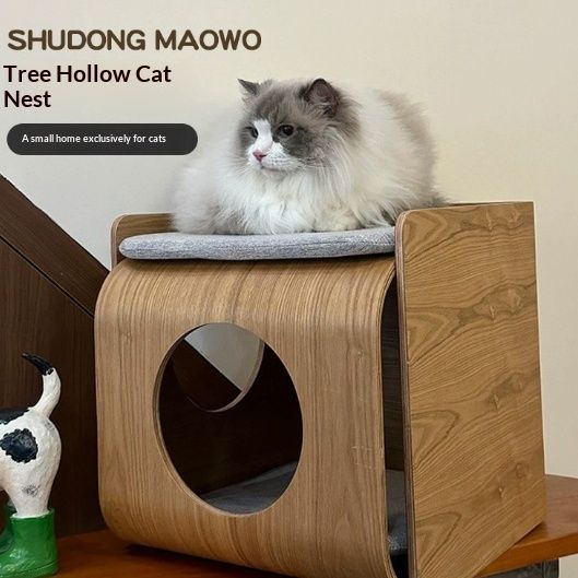 Tree-Hole Bed Sofa Detachable And Washable Wooden Coffee Table Chair Pet Cat House