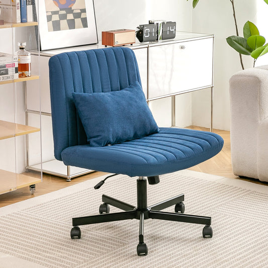Modern Linen Blue Criss Cross Office Chair - Product Details