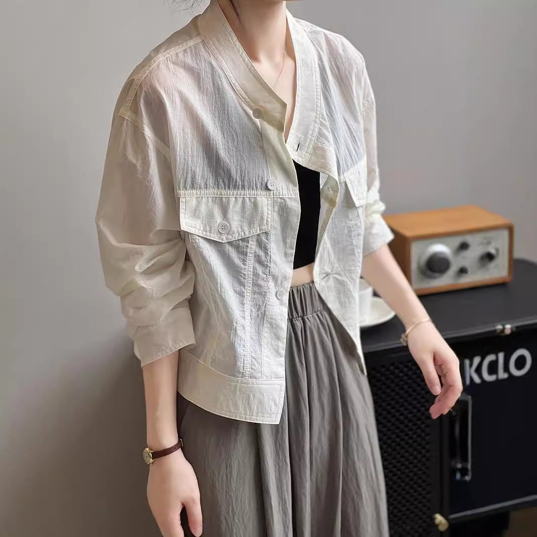 Autumn New Korean Version Loose Cardigan Short Thin Breathable Top