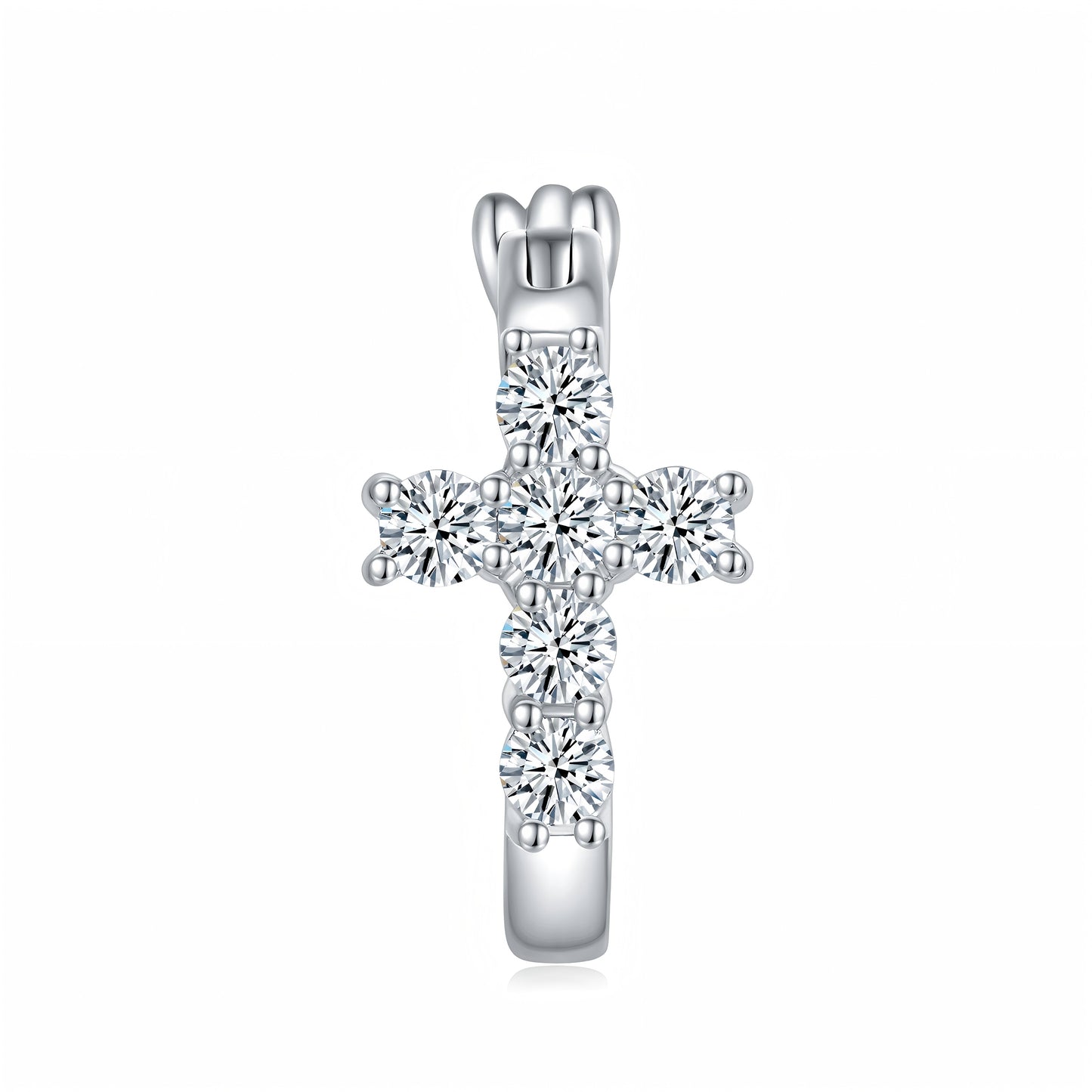 S925 Sterling Silver Cross Hoop Earrings For Women  Moissanite Christian Jewelry With GRA Certificate Platinum Plated Gift Box Set