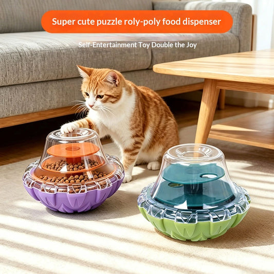 Cat Stress-relief Toy Roly-poly Food Dispenser