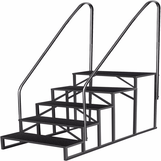 RV Stairs 5 Step Ladder,RV Steps Anti-Slip,Hot Tub Steps With Handrail,660 Lbs RV Ladder For 5th Wheel RV,Mobile Home Stairs
