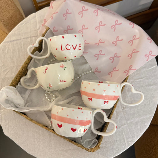Korean-style Instagram-inspired Hand-painted Ceramic Heart Mug