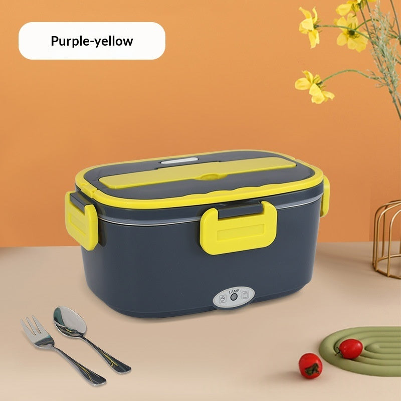 Black Electric Heated Lunch Box Stainless Steel Home And Car Dual-Use