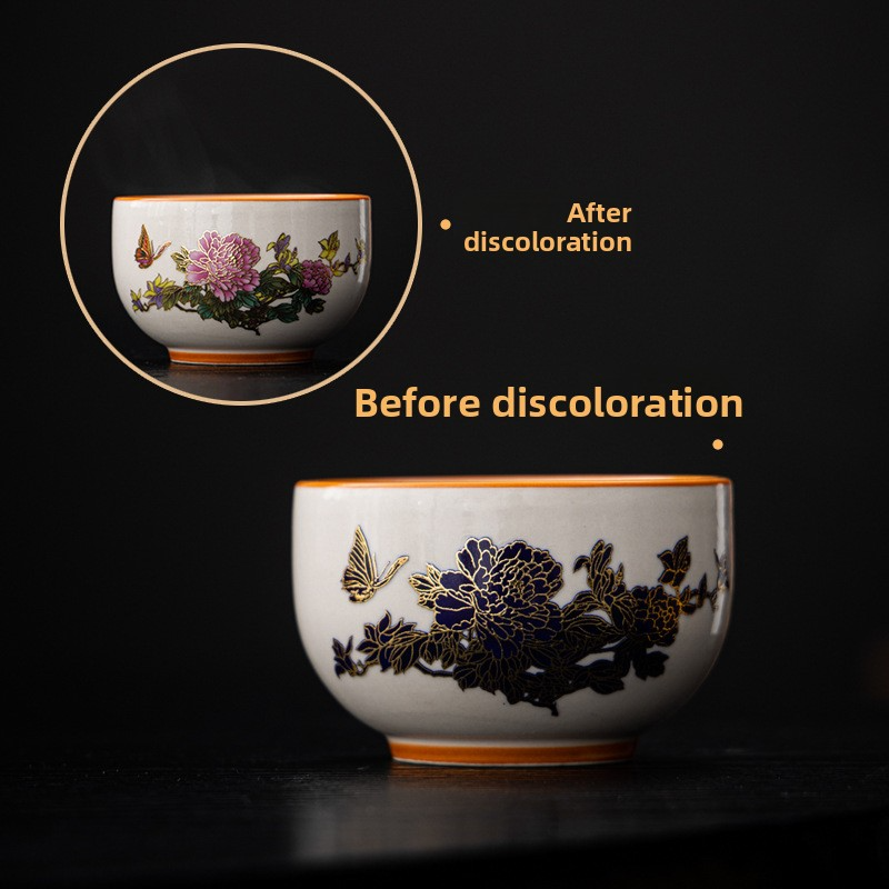 Emperature-sensitive Color-changing Ceramic Tea Cup Gift Box Set, Single Color-changing Tea Cup Gift Box