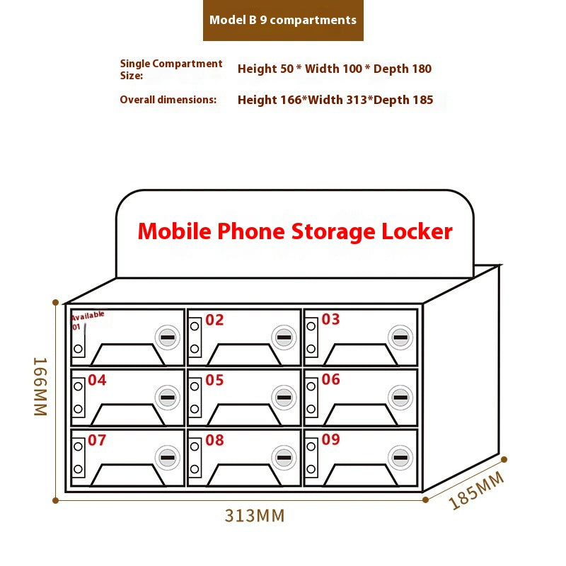 Acrylic Mobile Phone Storing Compartment With Charging Hole Transparent Storage Cabinet