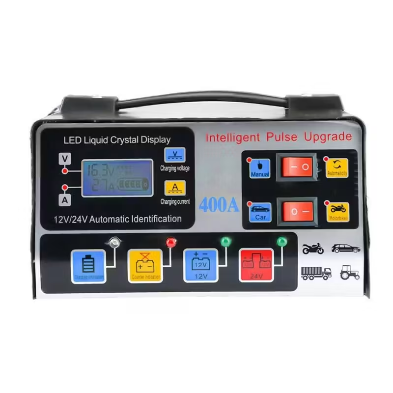 400W Heavy Duty Smart Car Battery Charger - Automatic 12V 24V Pulse Repair Trickle Charger With 6 Safety Protections