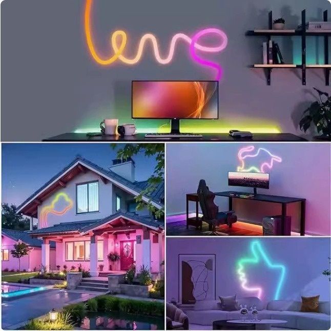 Flexible Textured Flowing, Iridescent Smart Luminous Neon Light Strip