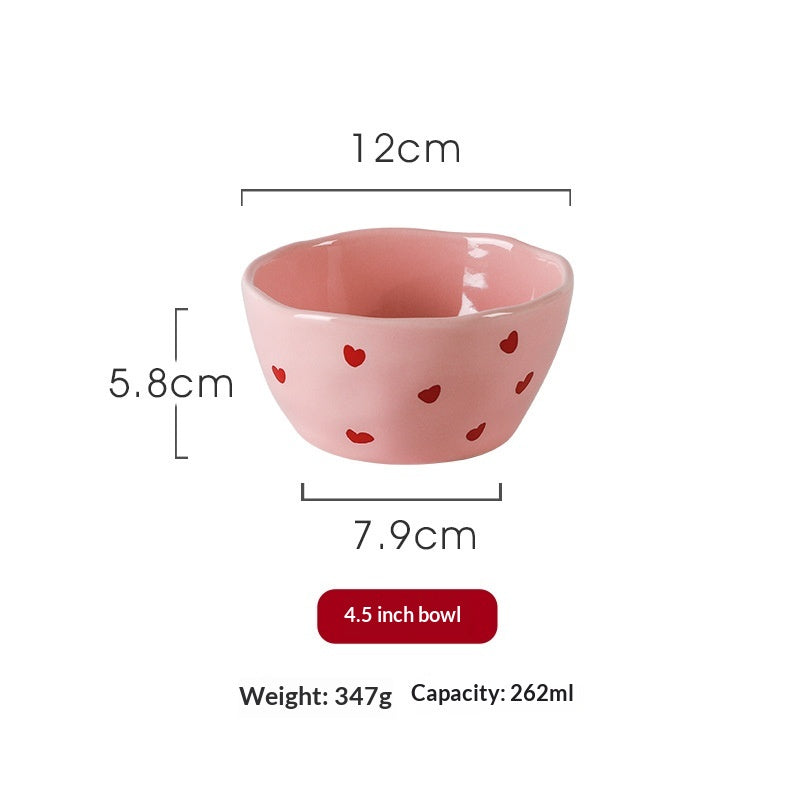 Ins-style Korean Pastel  Heart-themed Ceramic Dinnerware Series