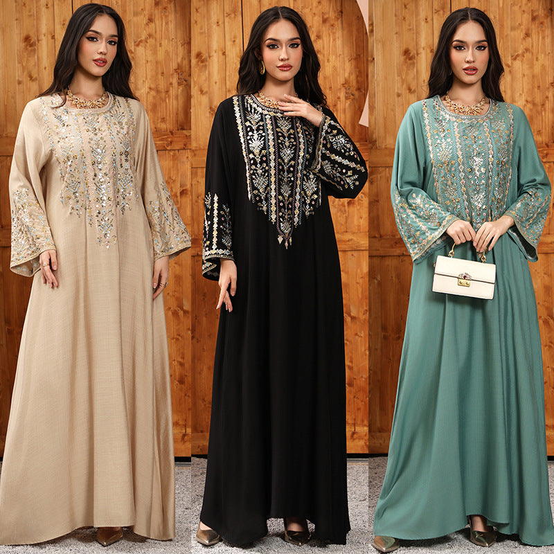 Womens Fashion Embroidered Long Dress