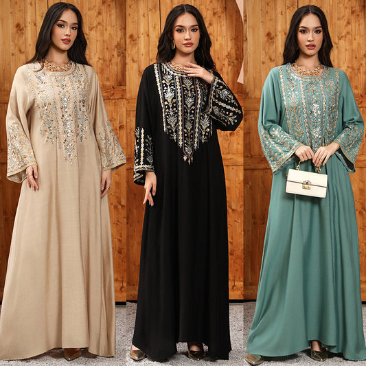 Womens Fashion Embroidered Long Dress