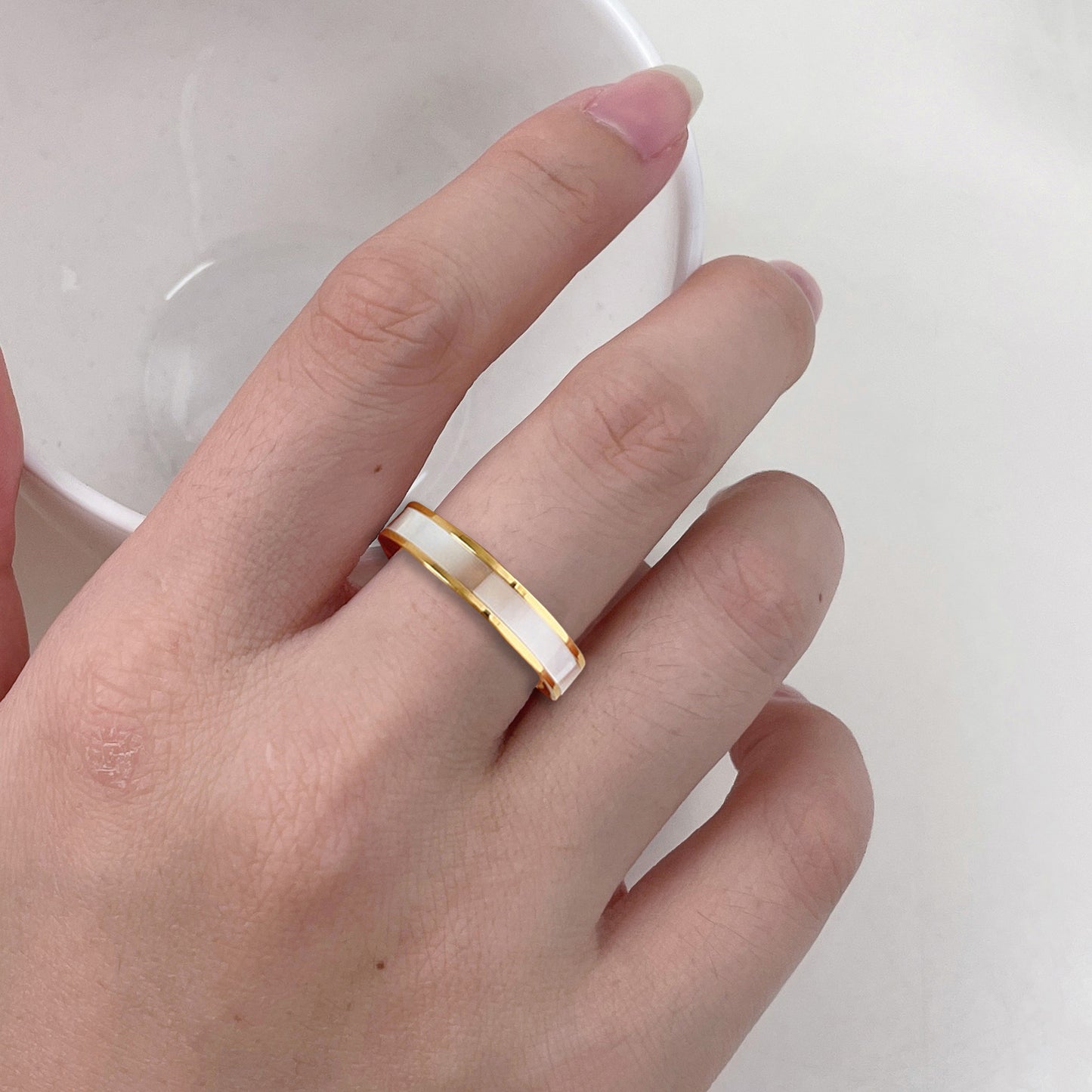 Cross-border Best-selling Titanium Steel White Mother-of-pearl Ring For Women