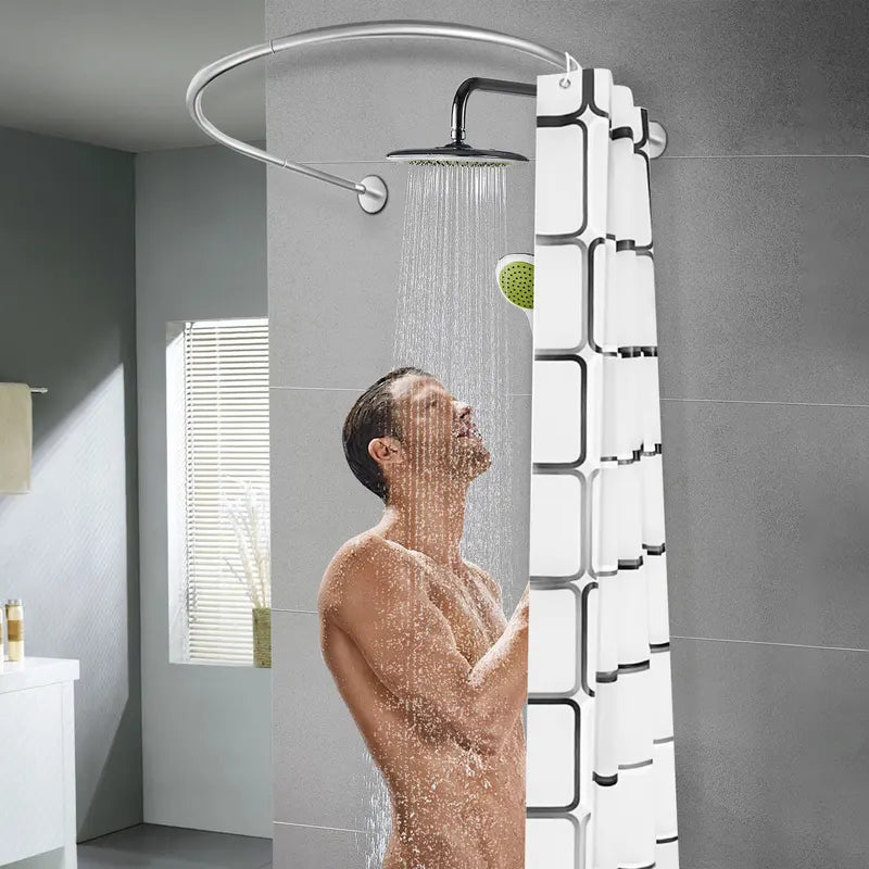 U Shape Shower Curtain Rod Retractable 0.9-1.3m Home Balcony Shower Room Shower Rod Curtain Bathroom Shower