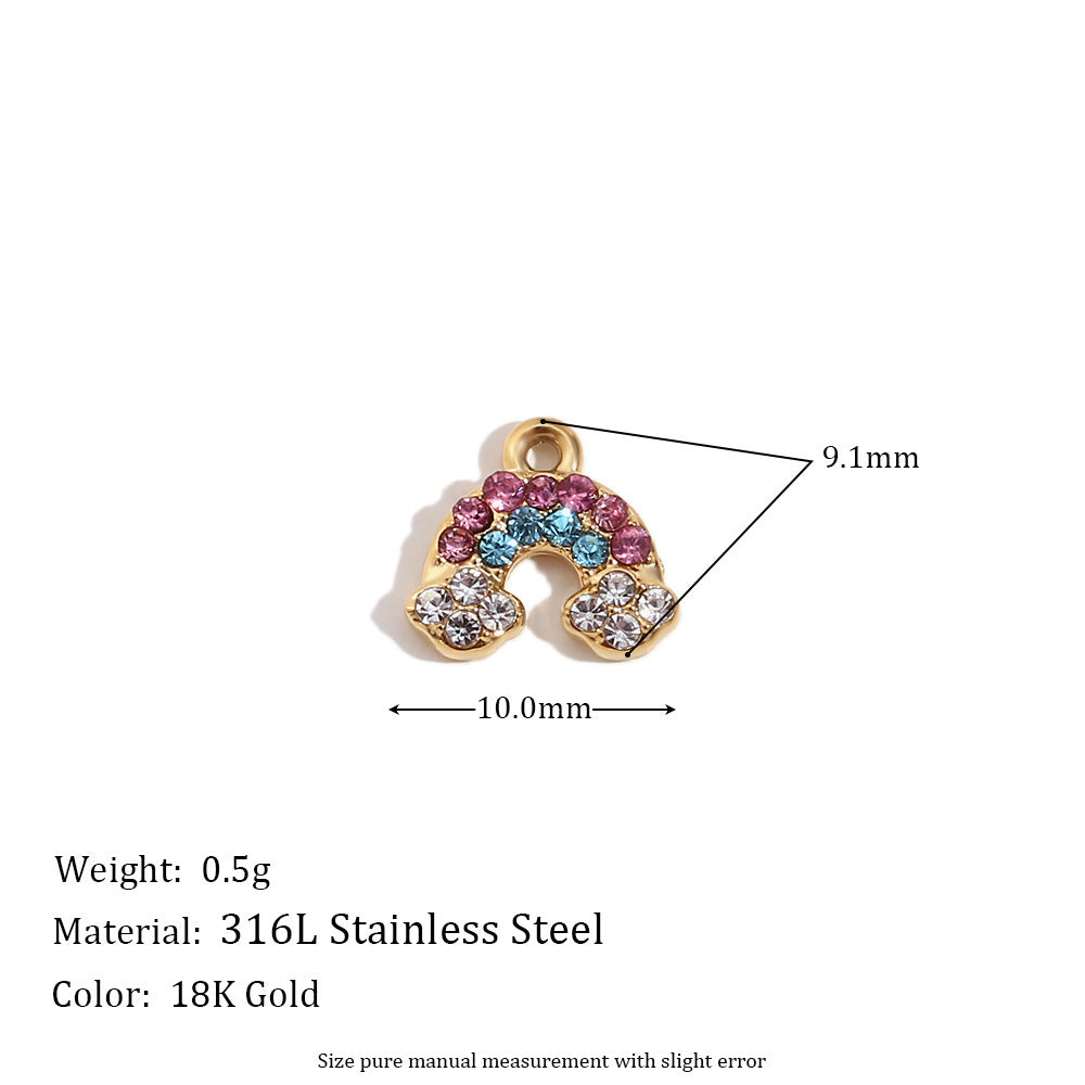 Mini And Simple Ornament Accessories 18K Gold Micro Inlay Colorful Crystals