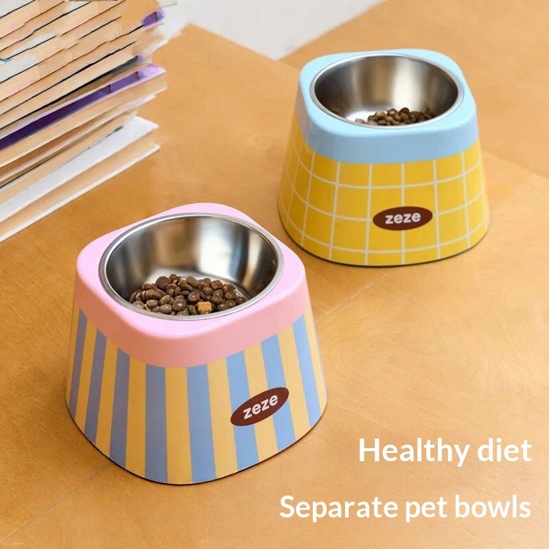 Stainless Steel Cat Water Bowl Drinking Basin Pet Neck Supporting