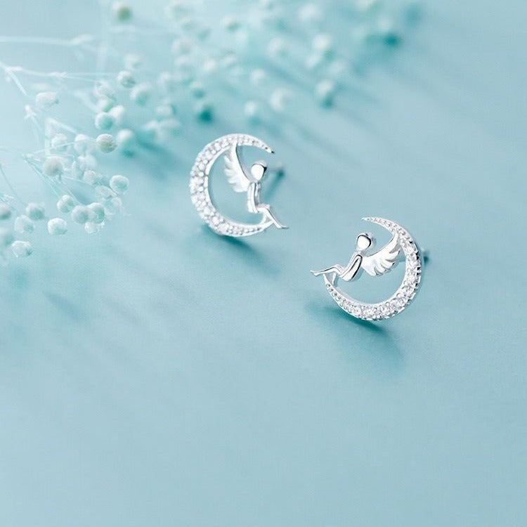 925 Silver Stud Earrings Women's Korean-style Fresh Elegant Glossy