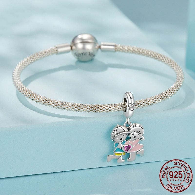 S925 Sterling Silver Boys And Girls Pendant Parts Diy Beaded Bracelet Accessories