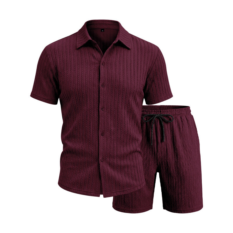 Loose Jacquard Casual Home Wear Short-Sleeve Top And Shorts Set