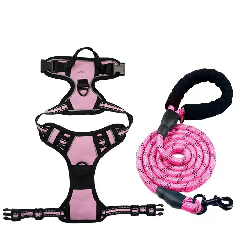 Multi-layer All-in-one Pet Dog Harness and Leash Set - Durable Nylon Walking Rope for Small Medium Large Dogs Outdoor Training