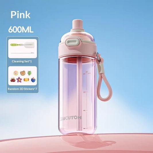 Outdoor Straw Cup Fitness Water Bottle Large Capacity Dual-use Portable