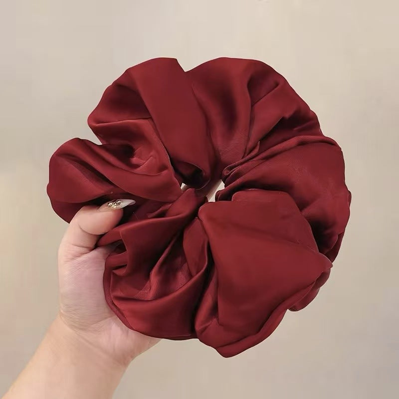 New Year Red Satin Oversized Hair Tie For Women