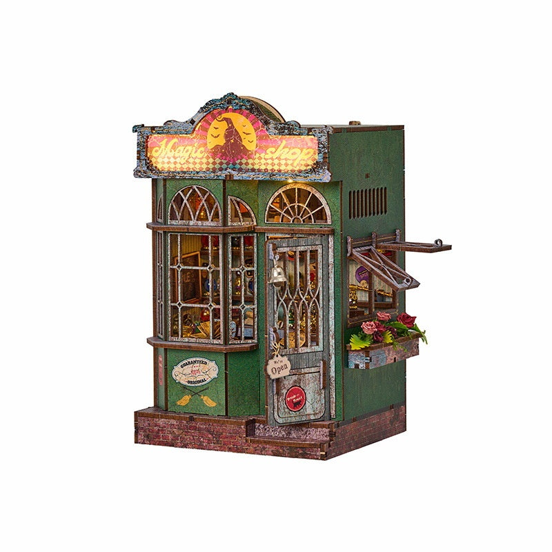 Cabin Magic Shop Handmade Assembly Bookend Model Building Toy Gift For Boys And Girls