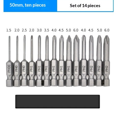 Short Bit Set For Electric Screwdrivers Compatible With Sockets Hex And Phillips Heads Magnetic Accessories