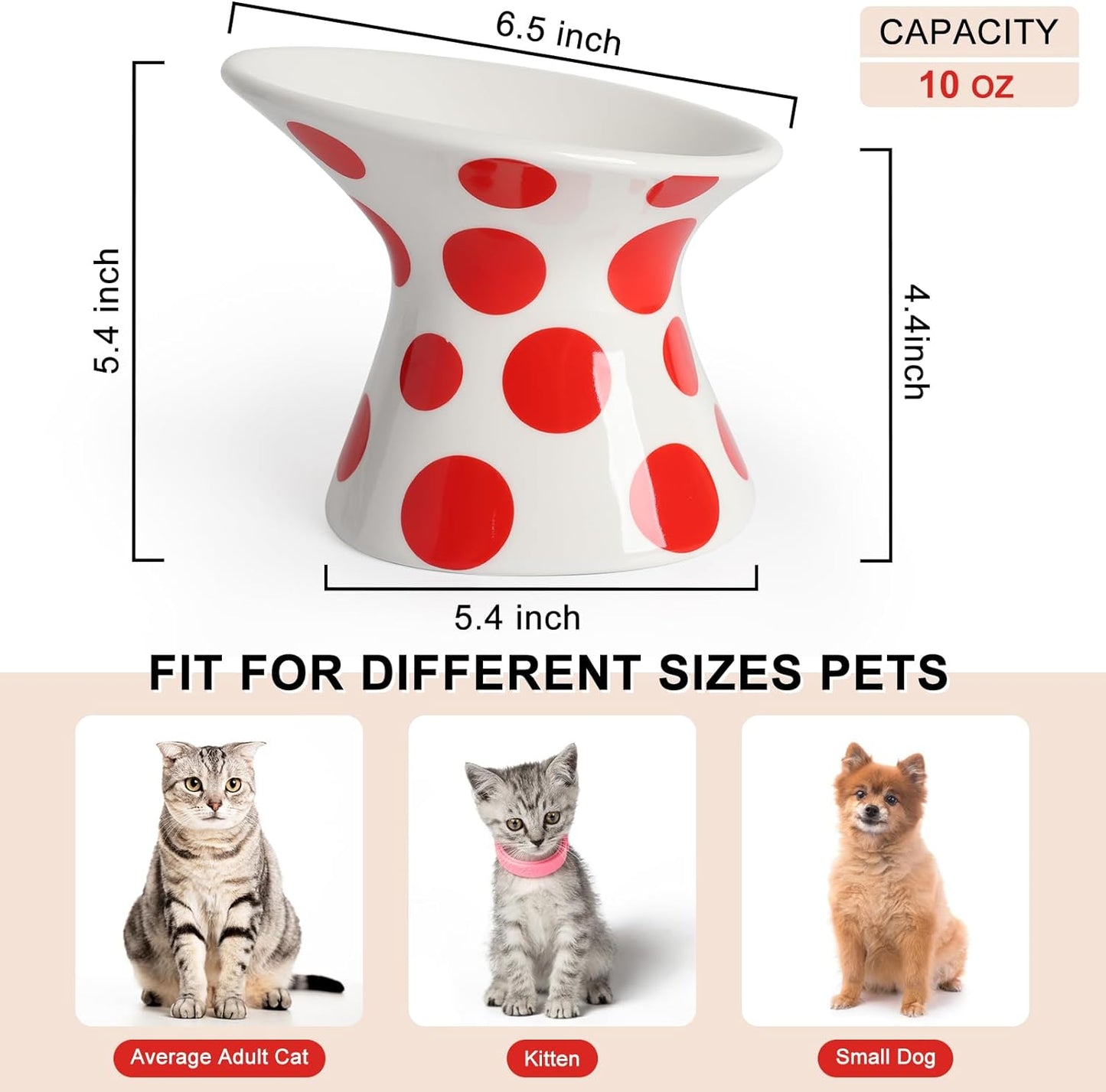 Extra Wide Raised Cat Food Bowl Elevated Ceramic Tilted Feeding Bowl For Fat Faced Cat Prevent Neck Whisker Fatigue Dishwasher And Microwave Safe