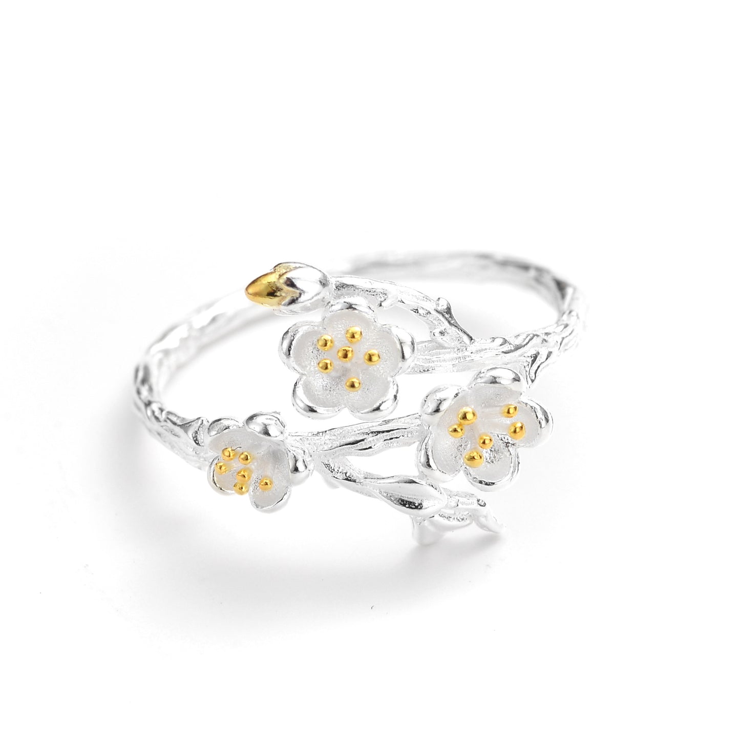 S925 Sterling Silver 12-Month Flower Series Adjustable Ring, Niche Gift For 520 Valentine's Day
