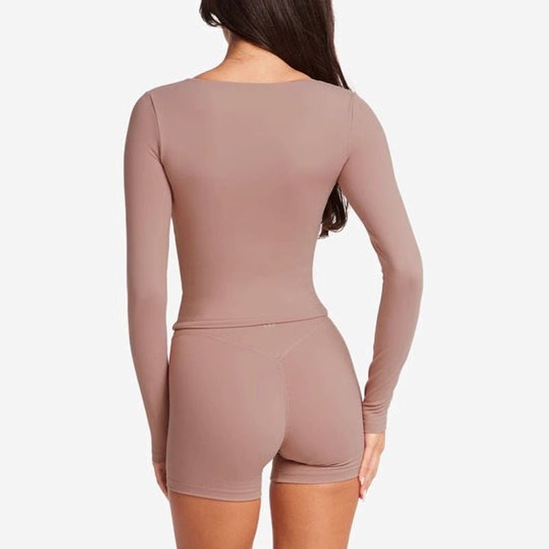 Slim Fit Slimming Sports Outerwear Bottoming Shirt Small V-neck Yoga Clothes Long Sleeve