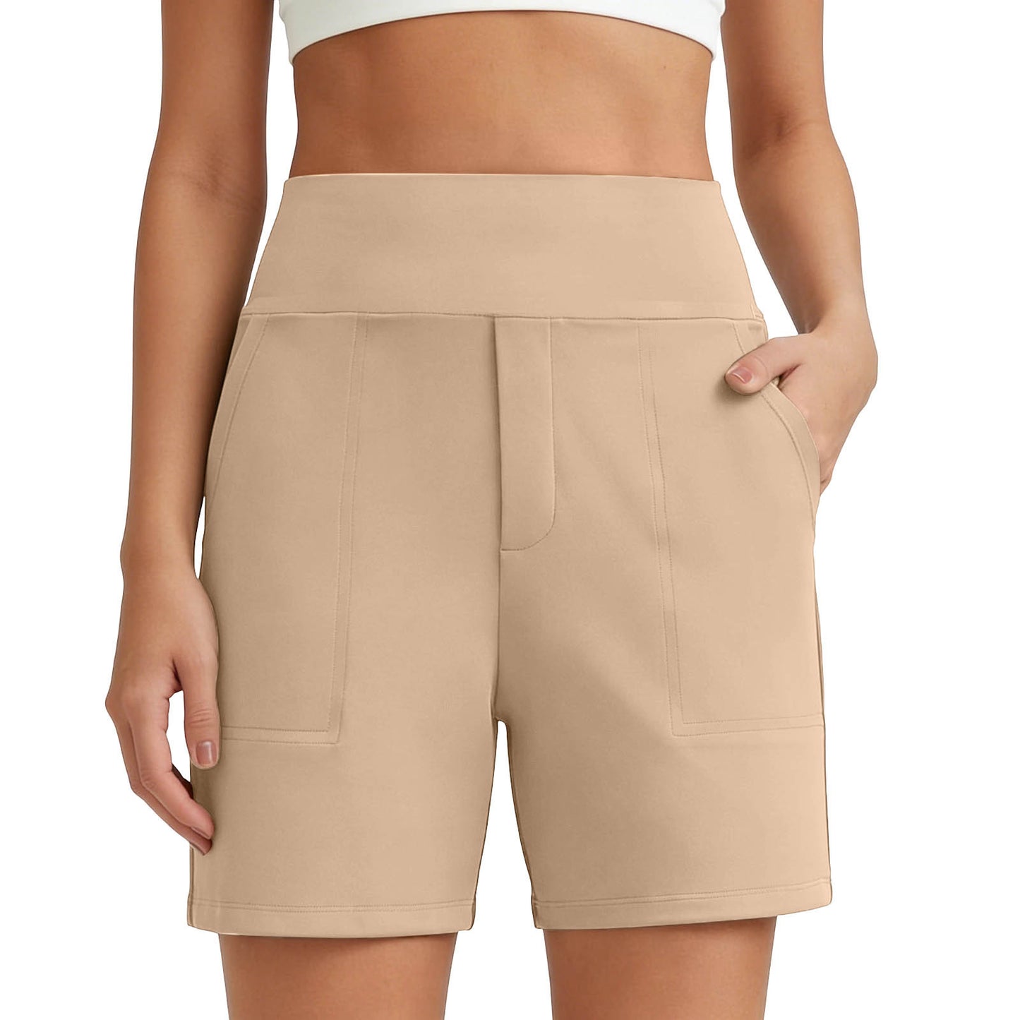 New Womens Solid-color Stretchy Comfortable Fitness Casual Shorts