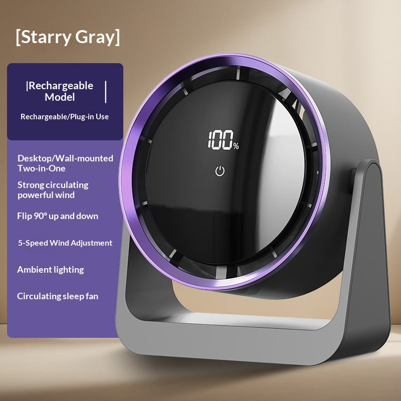 Mini USB Desk Fan With Dormitory Table Lamp And Digital Display
