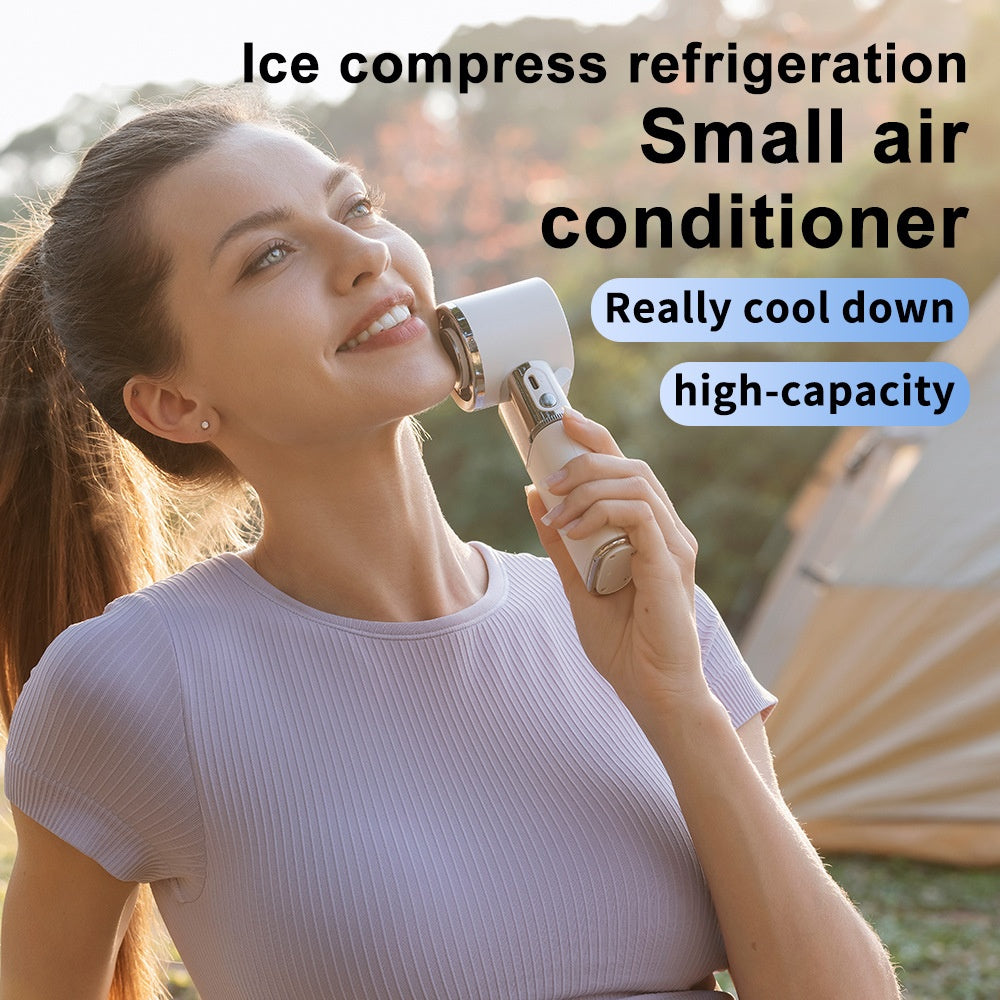 Ice-pack Retractable Cord Handheld Digital-display Foldable Cooling Fan