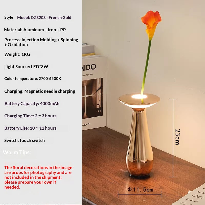 Creative Vase Decoration With Wireless Charging And Floral Arrangement Ambiance Lighting