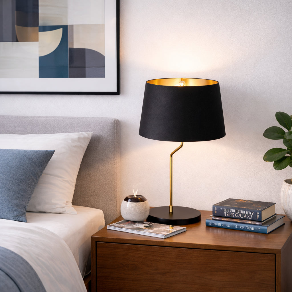 New Design Small Modern Stylish Desk Lamp In Stock In The United States, Easy To Install, Used For Bedside Table Lamp, Lustrous Table Lamp - Black Outer And Gold Inner 110-120V