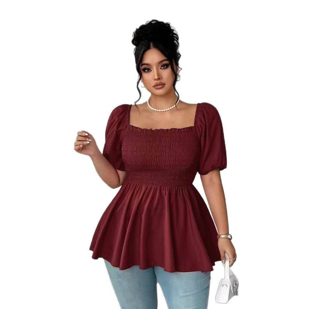 New Stylish Pleated Womens Blouse In Plus Sizes