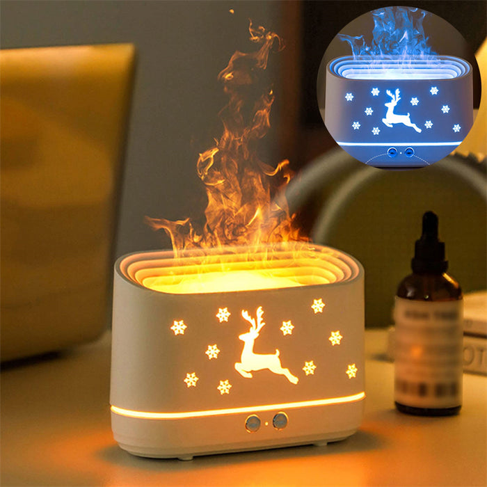 Christmas Flame Diffuser & Humidifier – Elk Night Light (USB)