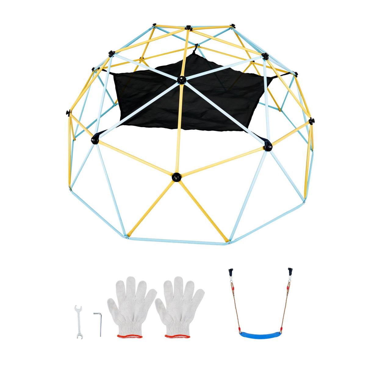 Climbing Dome, For Kids 3 To 10 Years Old,10FT Geometric Dome Climber With Hammock And Swing, Jungle Gym Supports 750LBS And Easy Assembly, With Climbing Grip, Outdoor Backyard Play Equipment