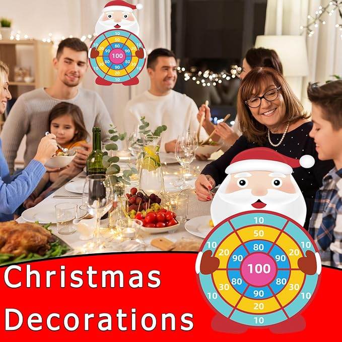 30 Inch Santa Claus Dart Board Game, Christmas Party Game And Gift For Kids, Indoor Outdoor Holiday Decor And Party Favors