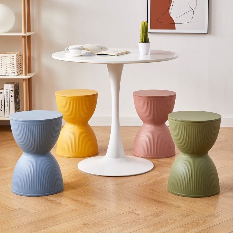 Household Round Plastic Bench For The Living Room And Makeup Area