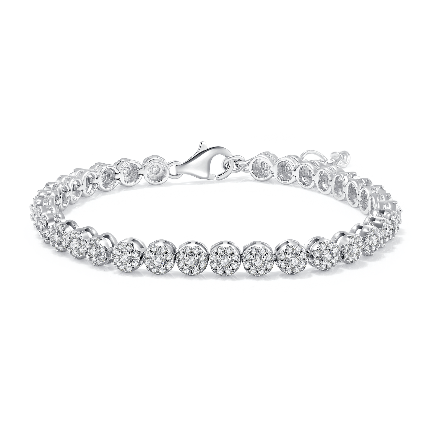 S925 Sterling Silver 2mm&1.2mm Moissanite Cluster Tennis Bracelet 18cm 297pcs D Color VVS1 GRA Certified Platinum Plated Gift Box