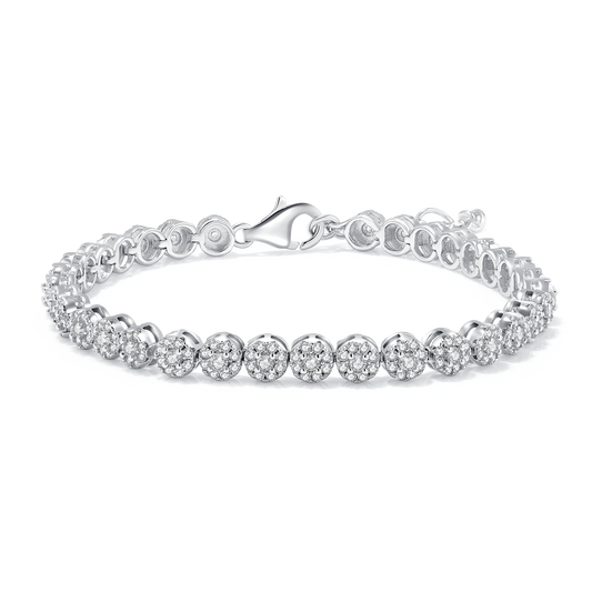 S925 Sterling Silver 2mm&1.2mm Moissanite Cluster Tennis Bracelet 18cm 297pcs D Color VVS1 GRA Certified Platinum Plated Gift Box
