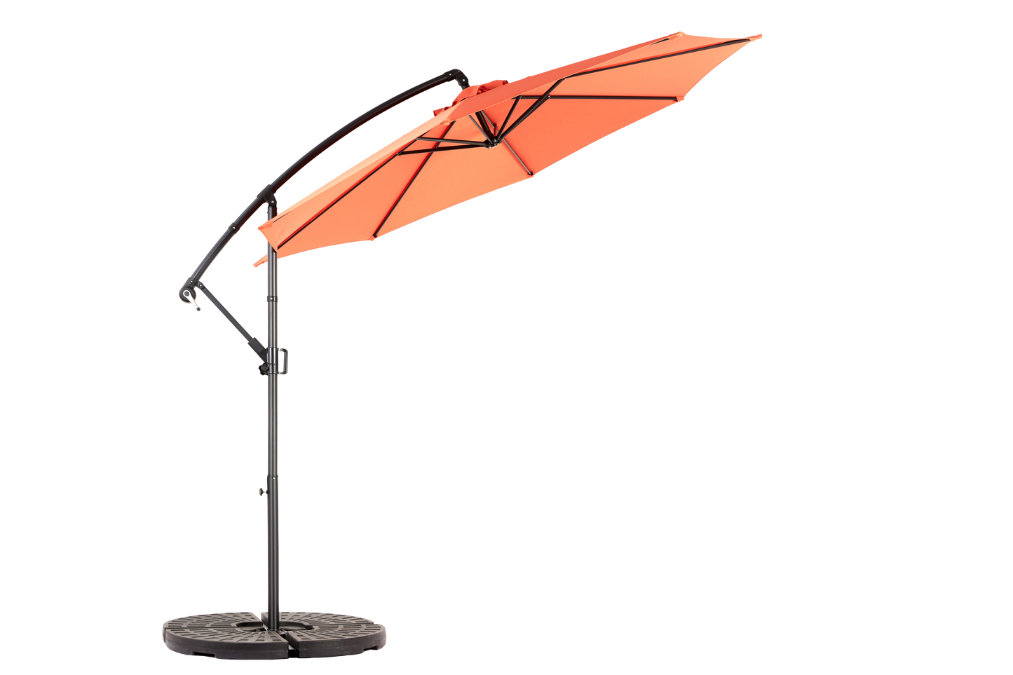 Best Choice Products 10ft Offset Hanging Market Patio Umbrella W Easy Tilt Adjustment, Polyester Shade, 8 Ribs For Backyard, Poolside -  Orange  No Base
