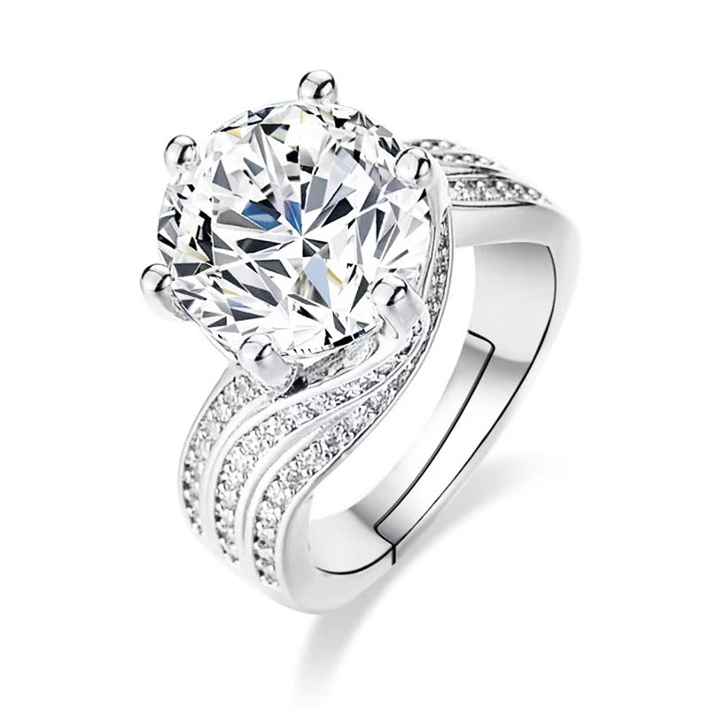 Women's Crystal-Encrusted Ring & Couple Rings  Light Luxury, High-End, Ultra-Shiny, Fashionable & Elegant Niche Versatile Band Accessories