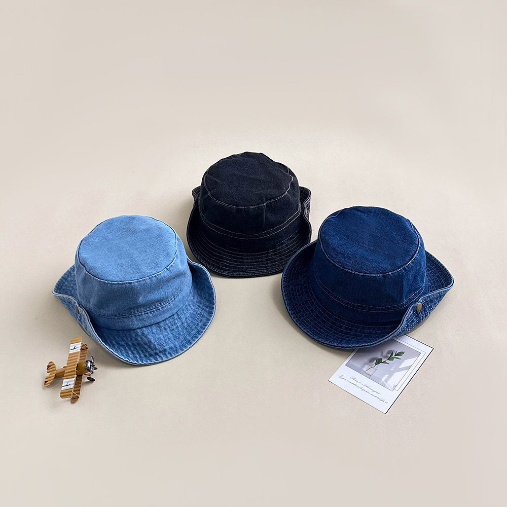 Retro Washed Denim Fisherman Hat With Adjustable Brim For Sun Protection, Outdoor Climbing And Leisure Hat