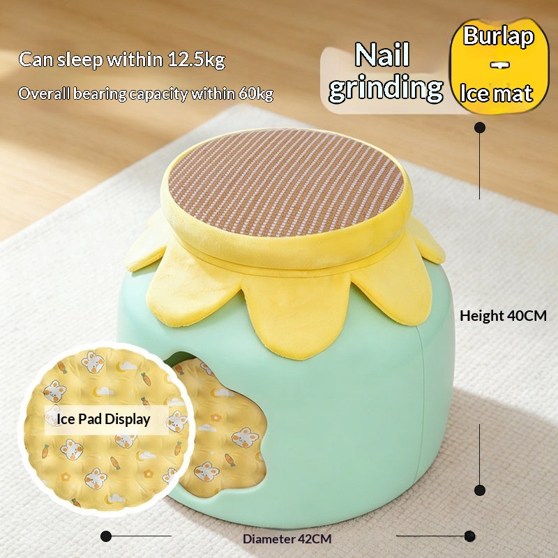 Closed All-in-one Cat Bed With A Cooling Mat For Summer