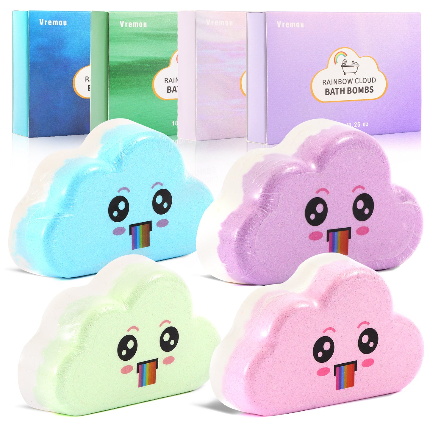 Rainbow Cloud Bath Salt Balls  4-Pack  For Body Cleansing