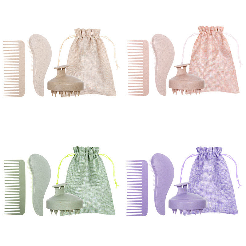 Wheat Straw Straight Hair Comb Five-Piece Styling Set
