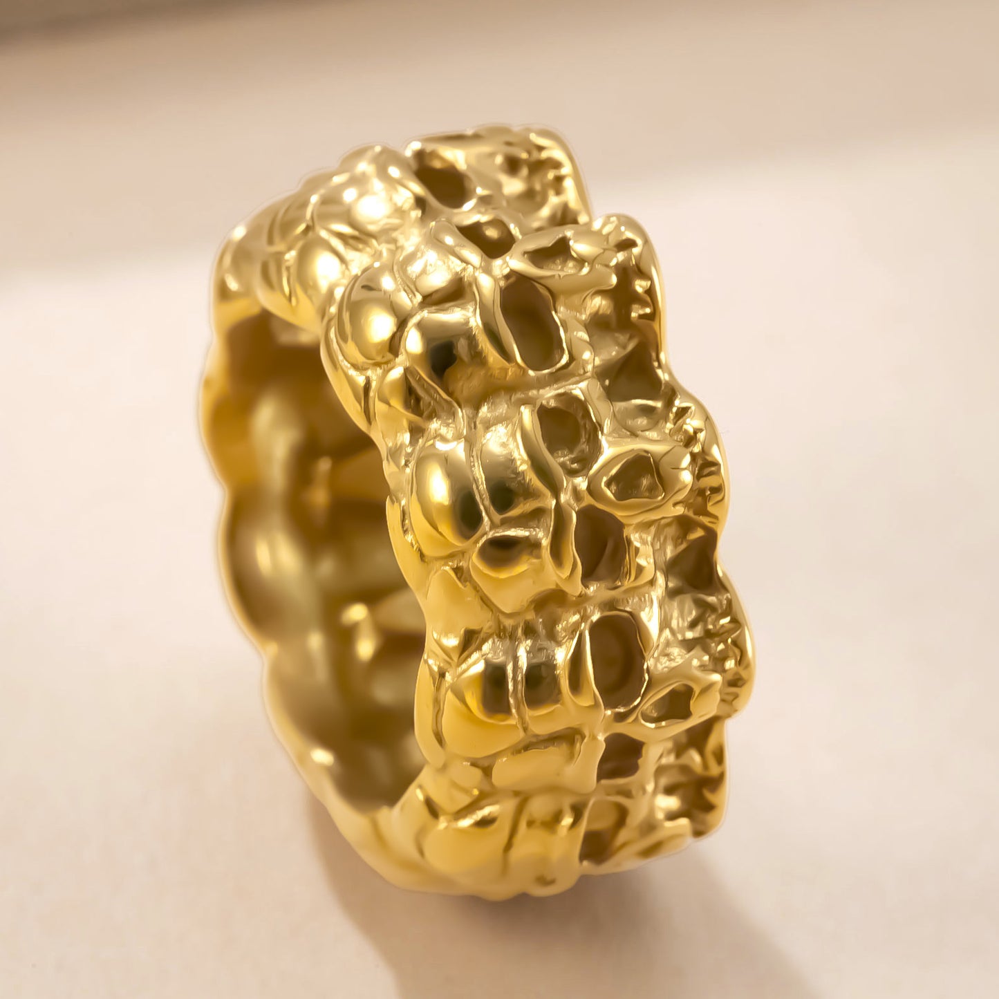 Personality Punk Style Men's Ring, Cast Skull Design, Premium Titanium Steel & Stainless Steel, Fixed Size, Daily Wear Accessories